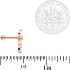 16G 1/4 Clear CZ Gem Rose Gold Tone Flower Cartilage Tragus