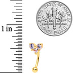 16G 5/16 Clear Gem Trio Gold Tone Heart Curved Eyebrow Ring
