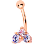 16G 5/16 Clear Gem Trio Rose Gold Tone Heart Curved Eyebrow Ring