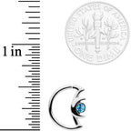 16G 3/8 Aqua Gem Crescent Moon Closure Ring