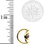 16G 3/8 Clear Gem Gold Tone Crescent Moon Closure Ring
