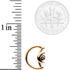 16G 3/8 Clear Gem Rose Gold Tone Crescent Moon Closure Ring