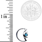 18G 3/8 Aqua Gem Crescent Moon Closure Ring