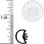 18G 3/8 Clear Gem Black Crescent Moon Closure Ring
