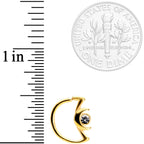 18G 3/8 Clear Gem Gold Tone Crescent Moon Closure Ring