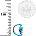 18G 3/8 Clear Gem Rainbow Crescent Moon Closure Ring