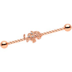 14G Clear Gem Rose Gold Tone Elephant Industrial Barbell 38mm