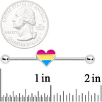 14G Red Yellow Blue Pansexual Pride Heart Barbell Industrial 38mm