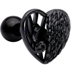 16G 1/4 Black Angels Wing Heart Tragus Cartilage Earring