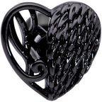 16G 1/4 Black Angels Wing Heart Tragus Cartilage Earring