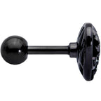 16G 1/4 Black Angels Wing Heart Tragus Cartilage Earring