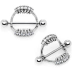 14G 9/16 Clear CZ Gem Scary Fang Halloween Nipple Shield Set