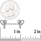 14G 9/16 Clear Gem Valentine Heart Barbell Nipple Ring Set