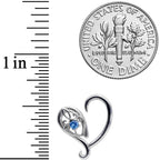 16G 3/8 Blue Gem Valentines Day Heart Right Ear Cartilage Earring