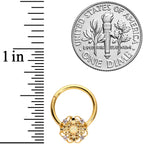 16G 3/8 White Synthetic Opal Gold Tone Flower Hinged Segment Ring