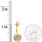 Clear Gem Gold Tone Birds Nest Double Mount Belly Ring