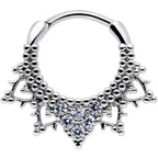 16G 3/8 Clear CZ Gem Triangle Ornate Septum Clicker