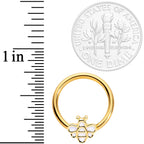 14G 1/2 Gold Tone Bumble Bee BCR Captive Nipple Ring Set