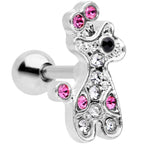 16G 1/4 Clear Pink Gem Giraffe Cartilage Tragus