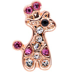 16G 1/4 Clear Pink Gem Rose Gold Tone Giraffe Cartilage Tragus