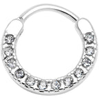 16G 3/8 Clear Gem Paved Septum Clicker