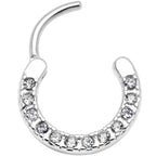16G 3/8 Clear Gem Paved Septum Clicker