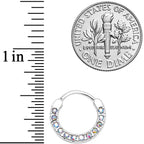 16G 3/8 Aurora Gem Paved Septum Clicker