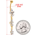 Clear Gem Gold Tone Totally Twisted Vine Dangle Belly Ring