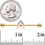 14G Gold Tone Shark Attack Industrial Barbell 38mm