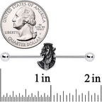 14G Black Gem Cleopatra Anubis Industrial Barbell 38mm