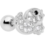16G 1/4 Clear Black CZ Gem Ducky Cartilage Tragus Earring