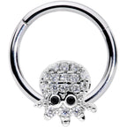 16G 5/16 Clear Black CZ Gem Nautical Octopus Hinged Segment Ring