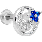 16G 5/16 Clear Blue CZ Gem Moonflower Labret Monroe Tragus