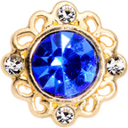 16G 1/4 Clear Blue Gem Gold Tone Empire Cartilage Tragus Earring