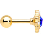 16G 1/4 Clear Blue Gem Gold Tone Empire Cartilage Tragus Earring