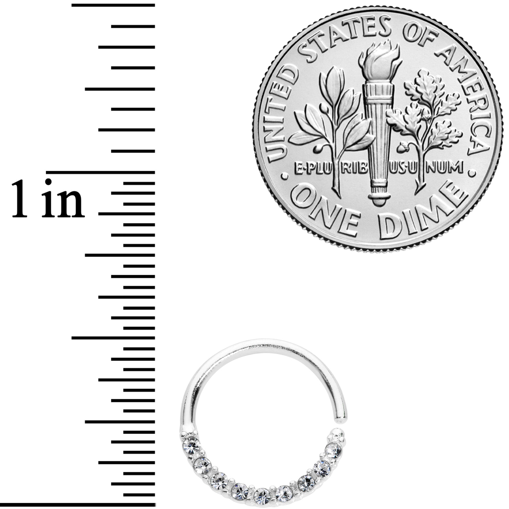16G 3/8 Clear Gem Simple Elegance Seamless Circular Ring