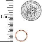 16G 5/16 Clear Gem Rose Gold Tone Elegance Seamless Circular Ring