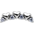 16G 1/4 Clear CZ Gem Tiny Hearts Cartilage Tragus Earring