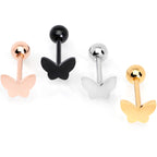 Multicolor Butterfly Barbell Tongue Ring Set of 4