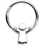 16G 3/8 Clear Gem Tiny Angel Hinged Segment Ring