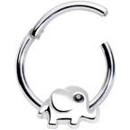 16G 3/8 Black Gem Baby Elephant Hinged Segment Ring