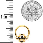 16G 3/8 Clear Gem Gold Tone Insect Bee Hinged Segment Ring