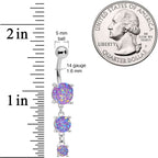 Purple Gem Triple Drop Dangle Belly Ring