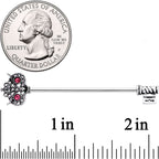 14G Pink Clear Gem Royal Owl Key Industrial Barbell 38mm