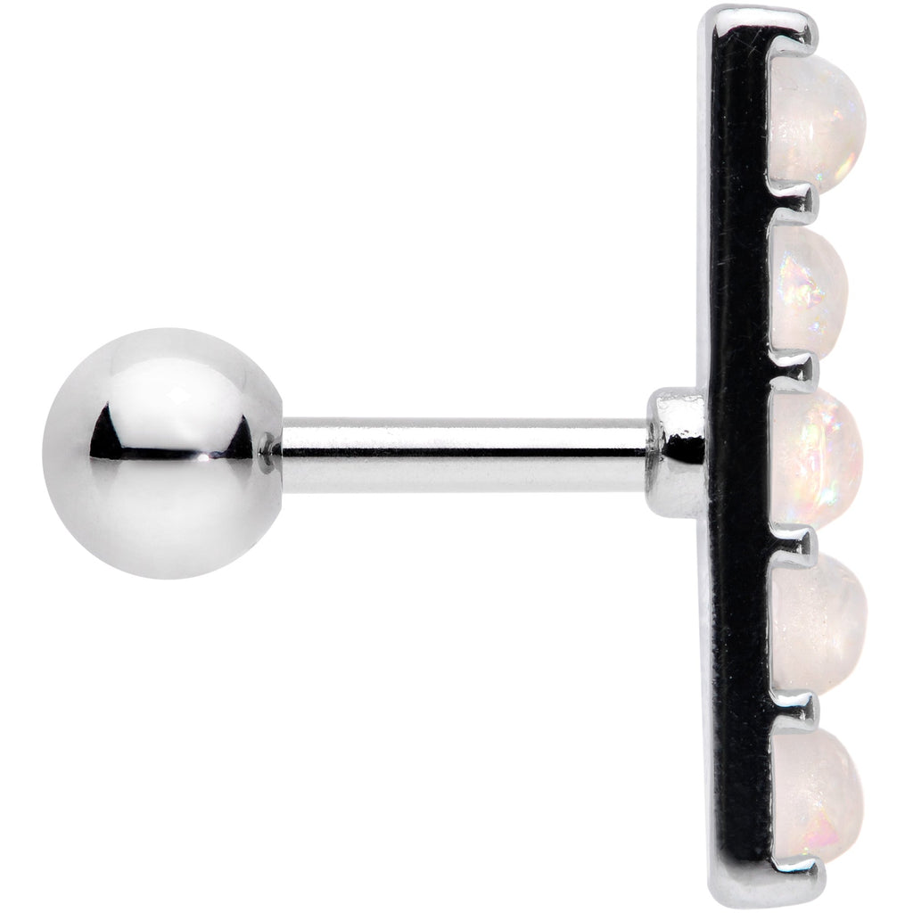 16G 1/4 White Faux Opal Quintuplet Cartilage Tragus Earring