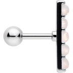 16G 1/4 White Faux Opal Quintuplet Cartilage Tragus Earring