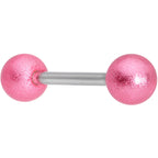 Pink Sandblasted Ball Barbell Tongue Ring