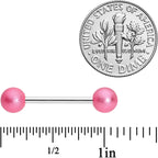 Pink Sandblasted Ball Barbell Tongue Ring