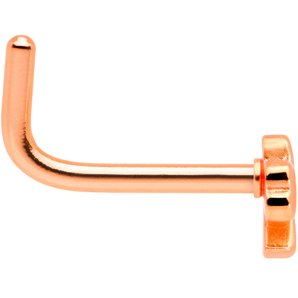 18G 5/16 Rose Gold Tone St Patricks Shamrock L Shaped Nose Ring