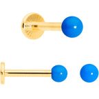 16G 5/16 Gold Tone Blue Glow Star Heart Labret Set of 3